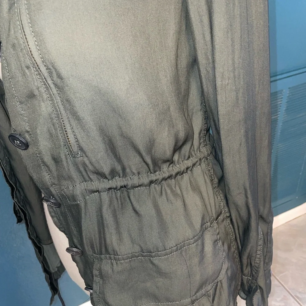 Womens Small Zara Basic Army Green Jacket - Picture 4 of 6